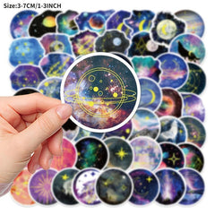 50pcs Moon Starry Sky Waterproof Stickers for Motorcycle Laptop