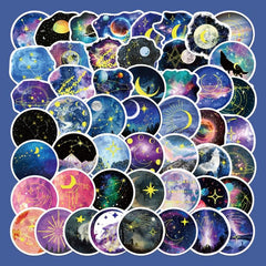 50pcs Moon Starry Sky Waterproof Stickers for Motorcycle Laptop