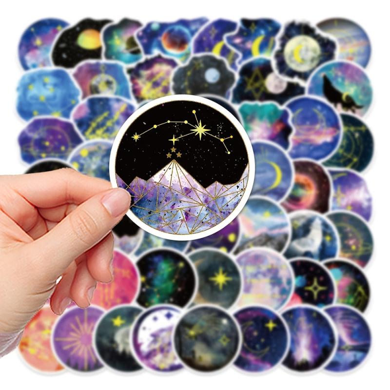 50pcs Moon Starry Sky Waterproof Stickers for Motorcycle Laptop