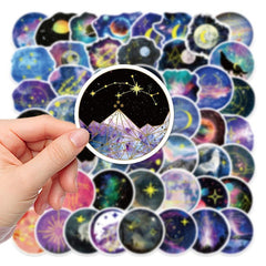 50pcs Moon Starry Sky Waterproof Stickers for Motorcycle Laptop