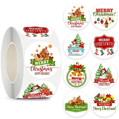 500 Cowhide Stickers Roll Self-adhesive Label Christmas Decoration