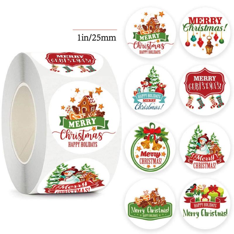 500 Cowhide Stickers Roll Self-adhesive Label Christmas Decoration
