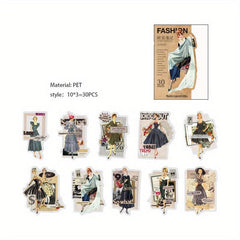 30pcs Vintage Character Collage Stickers for DIY Journaling and Scrapbooking