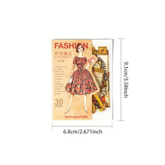 30pcs Vintage Character Collage Stickers for DIY Journaling and Scrapbooking