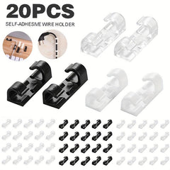 20pcs Cable Clips Organizer Wire Holder Cord Management Self Adhesive