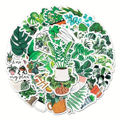 50pcs Green Plant Graffiti Stickers Small Fresh DIY Skateboard Water