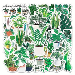50pcs Green Plant Graffiti Stickers Small Fresh DIY Skateboard Water