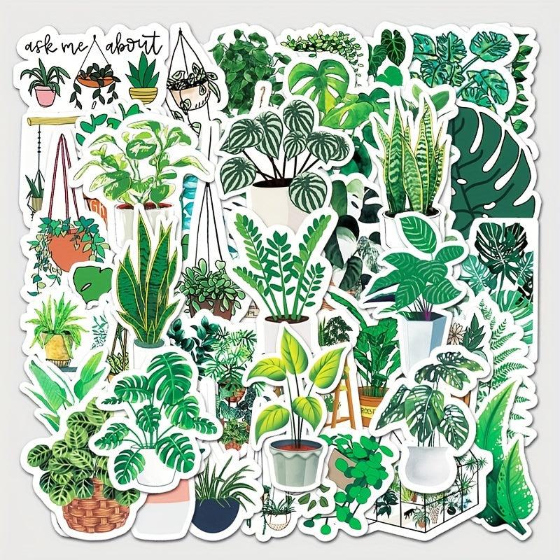 50pcs Green Plant Graffiti Stickers Small Fresh DIY Skateboard Water