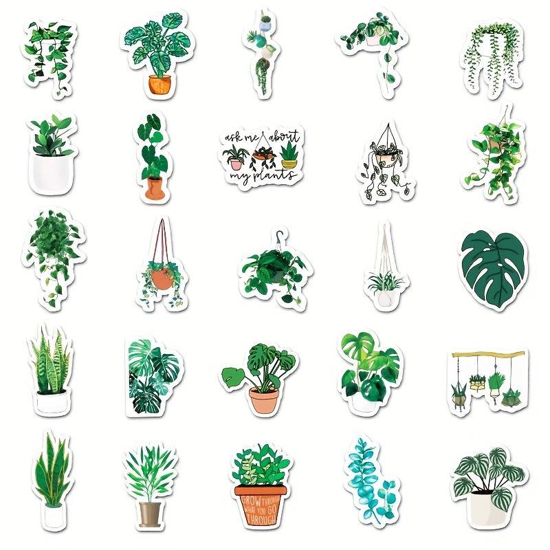 50pcs Green Plant Graffiti Stickers Small Fresh DIY Skateboard Water
