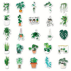 50pcs Green Plant Graffiti Stickers Small Fresh DIY Skateboard Water
