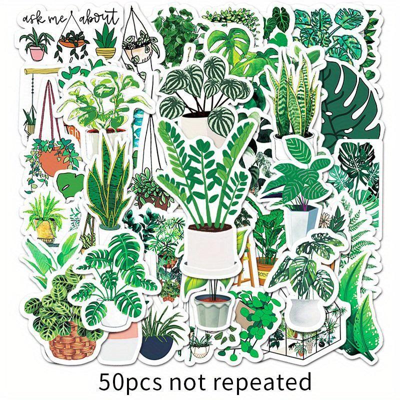 50pcs Green Plant Graffiti Stickers Small Fresh DIY Skateboard Water