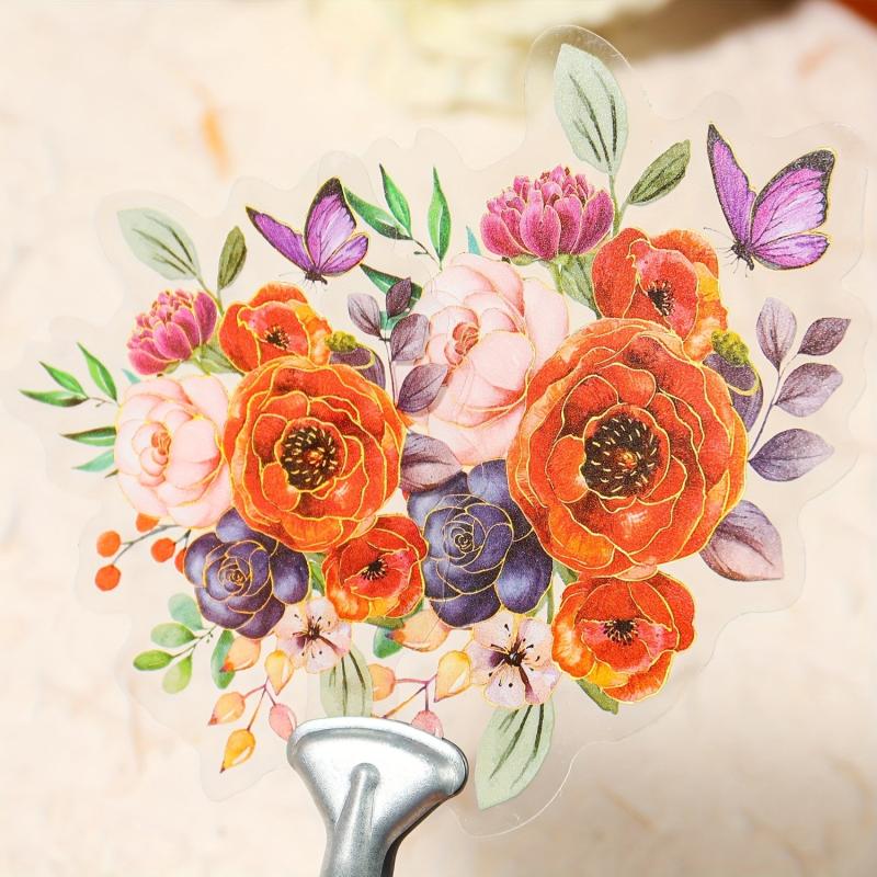 10pcs Mountain Flowers Colorful Retro Flowers Stickers Pack