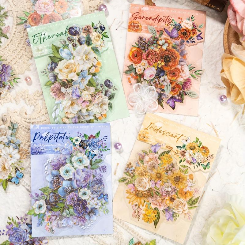 10pcs Mountain Flowers Colorful Retro Flowers Stickers Pack
