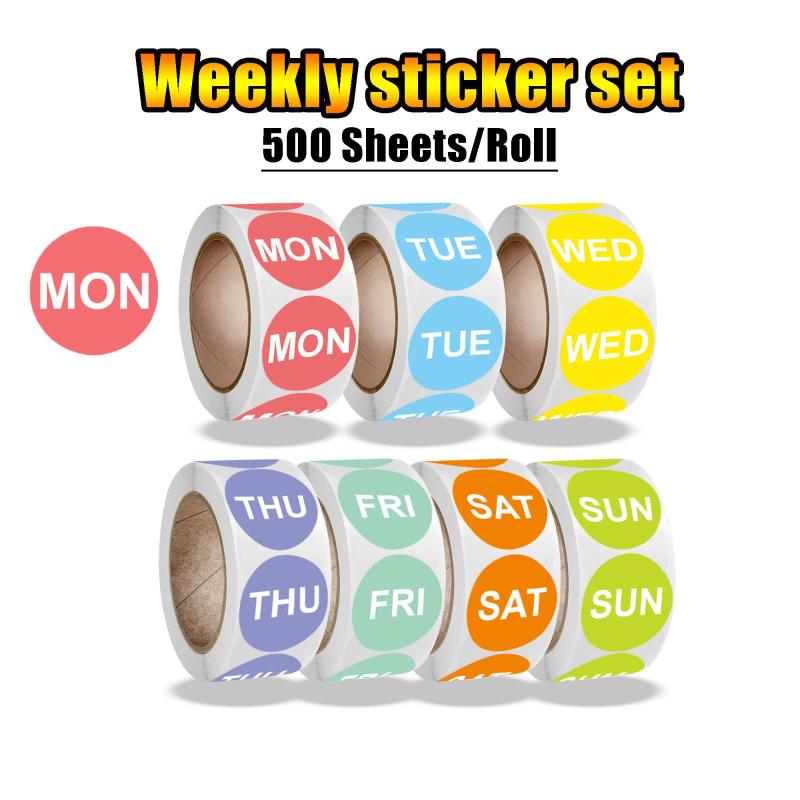 7pcs Colorful Date Marker Sticker Labels