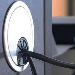 Silver Computer Desk Cable Management Box with Opening and Hole Cover