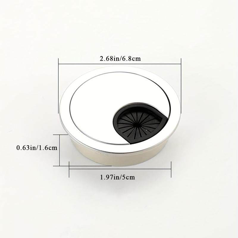 Silver Computer Desk Cable Management Box with Opening and Hole Cover