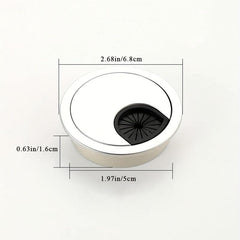 Silver Computer Desk Cable Management Box with Opening and Hole Cover