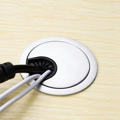 Silver Computer Desk Cable Management Box with Opening and Hole Cover