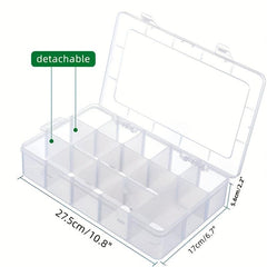 Clear Storage Box with Adjustable Dividers 15 Grids