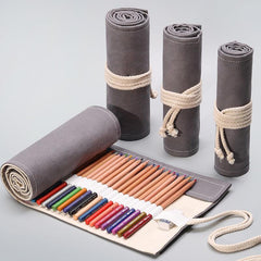Gray Canvas Pen Curtain Large Capacity Pencil Case