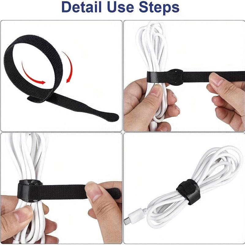 50pcs Adjustable Cable Ties with Hook and Loop - Cord Organizer Straps