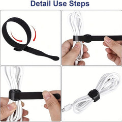 50pcs Adjustable Cable Ties with Hook and Loop - Cord Organizer Straps