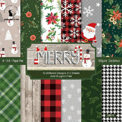 24 Sheets Christmas Scrapbook Paper Pads Holiday DIY Packaging Paper