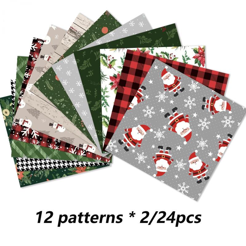 24 Sheets Christmas Scrapbook Paper Pads Holiday DIY Packaging Paper