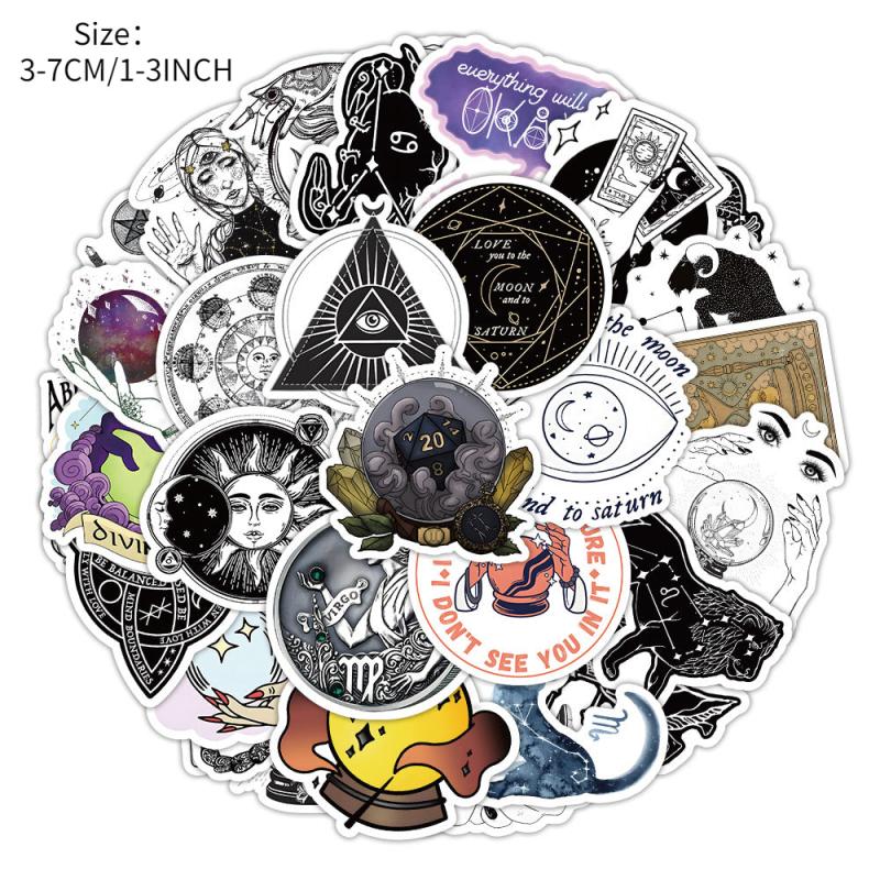 50Pcs Astrology Tarot Series Waterproof Decorative Stickers
