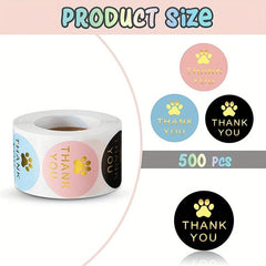 500pcs Dog Paw Print Thank You Label Stickers for Mailing Box Seal Decor