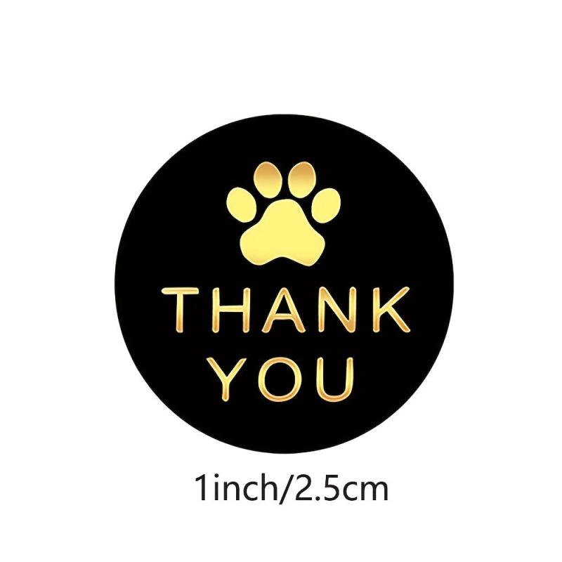 500pcs Dog Paw Print Thank You Label Stickers for Mailing Box Seal Decor