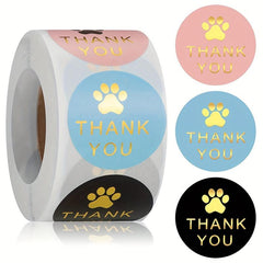 500pcs Dog Paw Print Thank You Label Stickers for Mailing Box Seal Decor