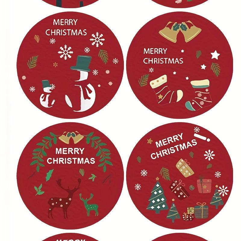 500 Merry Christmas Theme Stickers for DIY Gift Baking Envelope Decoration