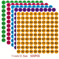 500 25mm Round Numbered 1-100 Digital Labels & Stickers
