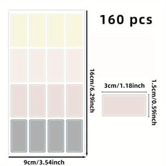 Waterproof Label Sticker Pack - 160/60/40 Pieces - Assorted Shapes & Sizes
