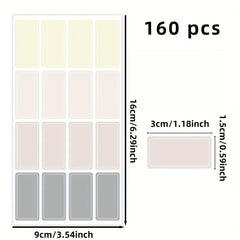 Waterproof Label Sticker Pack - 160/60/40 Pieces - Assorted Shapes & Sizes