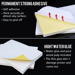 50 Sheets A4 Glossy Sticker & Label Paper for Printers Bright Quick Drying