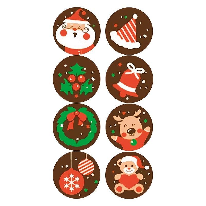 500 Cartoon Christmas Stickers Roll Santa Claus Series