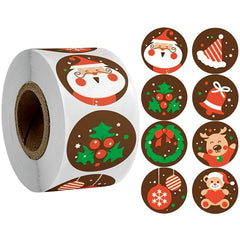 500 Cartoon Christmas Stickers Roll Santa Claus Series