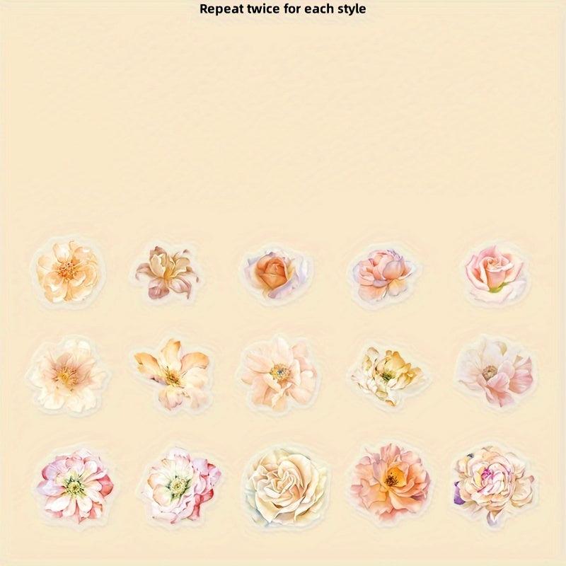 30pcs Flower Dream Series Vintage Notebook DIY Sticker Pack