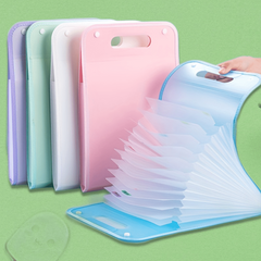 A4 Macaron Vertical Binding File Bag Document Folder 13 Grid Portable