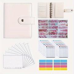 Stylish A7 PU Leather Budget Binder with Cash Envelopes Stickers