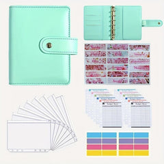 Stylish A7 PU Leather Budget Binder with Cash Envelopes Stickers