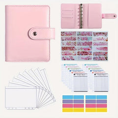 Stylish A7 PU Leather Budget Binder with Cash Envelopes Stickers