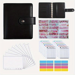 Stylish A7 PU Leather Budget Binder with Cash Envelopes Stickers