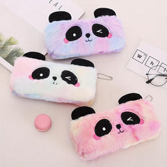 Colorful Plush Panda Pencil Case Bag Storage Pouch With Zipper