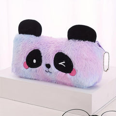 Colorful Plush Panda Pencil Case Bag Storage Pouch With Zipper