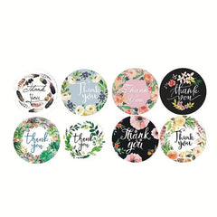 500pcs Thank You Stickers Sealing Labels Round Flowers Multicolor Label Stickers