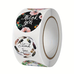 500pcs Thank You Stickers Sealing Labels Round Flowers Multicolor Label Stickers