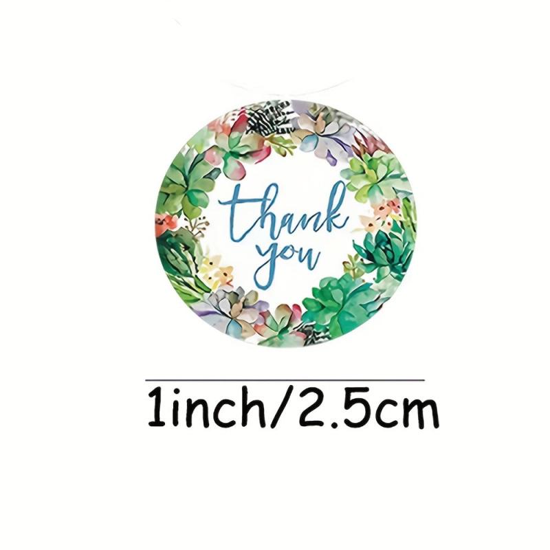 500pcs Thank You Stickers Sealing Labels Round Flowers Multicolor Label Stickers